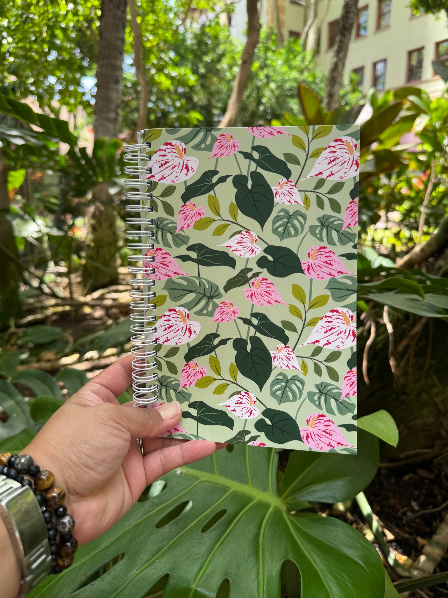 Shibori Anthurium Print Spiral Bound Notebook | STATIONARY