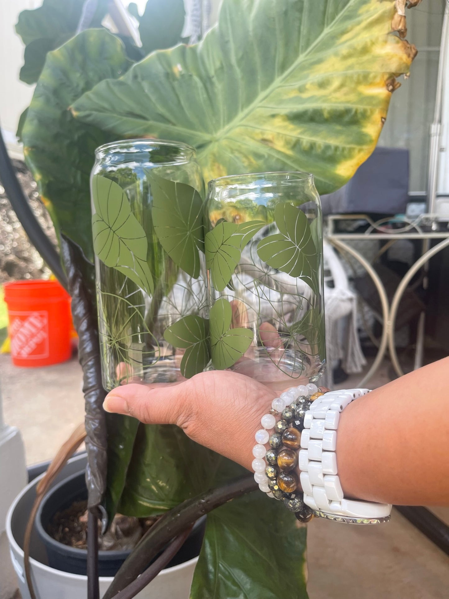 Libbey Glass Can Taro | Kalo Leaf cup