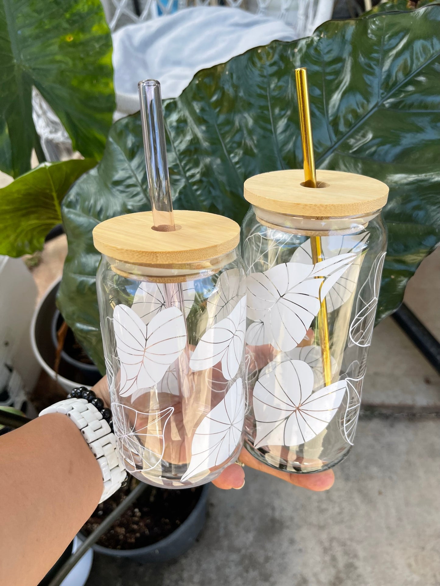 Libbey Glass Can Taro | Kalo Leaf cup
