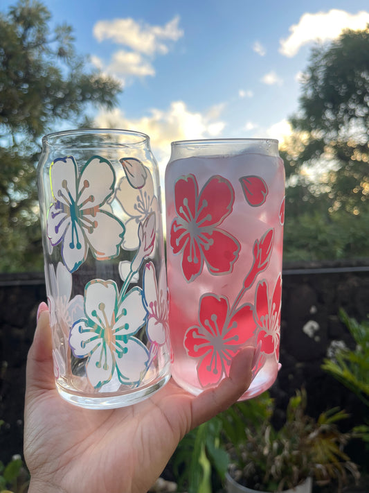 Red Color Changing Cherry Blossom (Sakura) design glassware