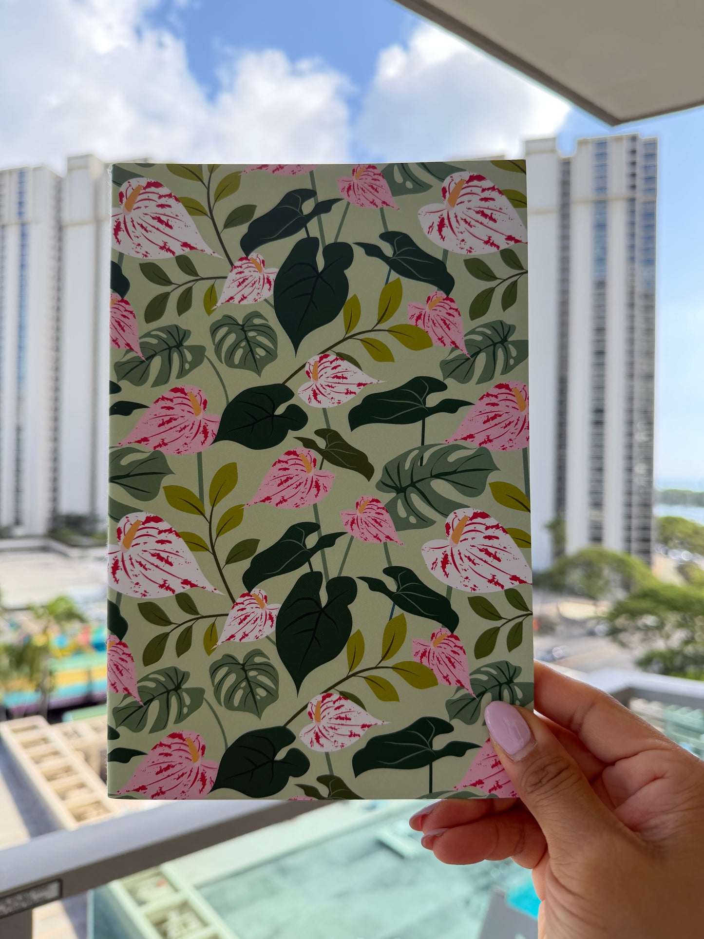 Shibori Anthurium Notebook | Lined 80 Pages | Matte Cover (Copy)