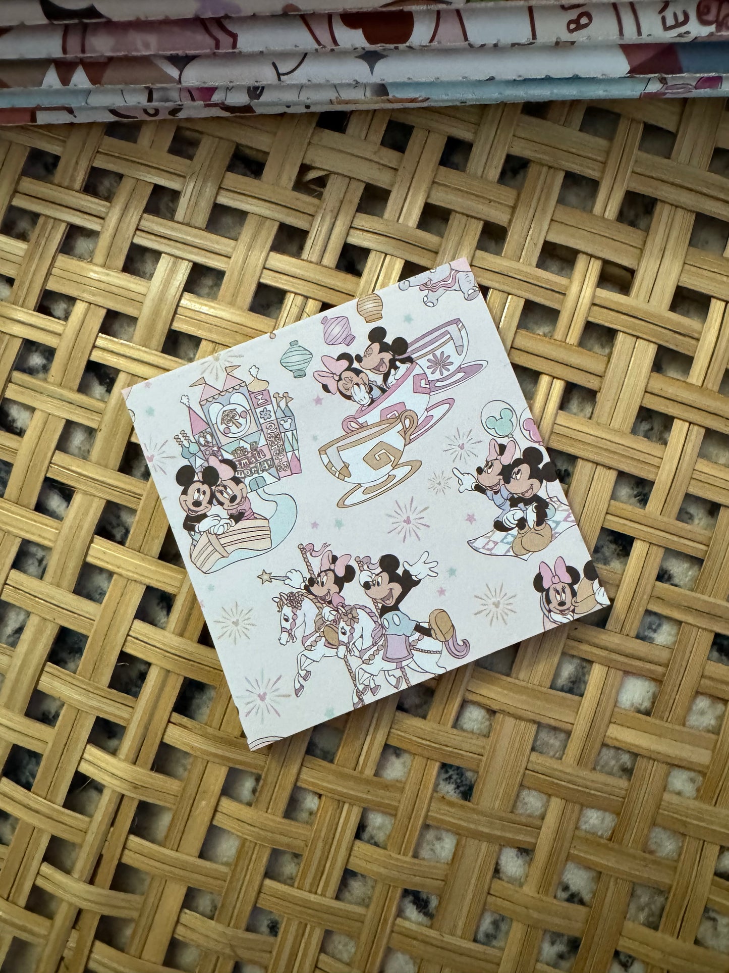 Mickey & Minnie Tea Cups Disney Theme Sticky Note | STATIONARY