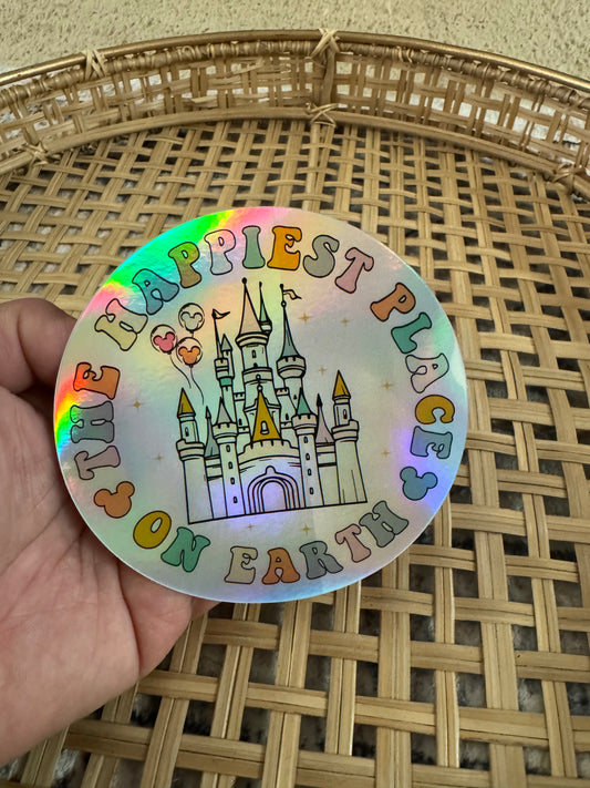 Happiest Place on Earth Disney 4" Holographic Waterproof and weatherproof Sticker