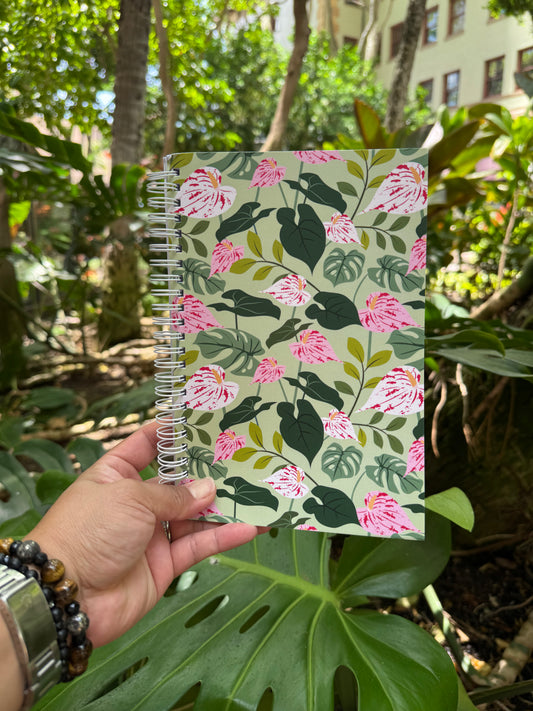 Shibori Anthurium Print Spiral Bound Notebook | STATIONARY
