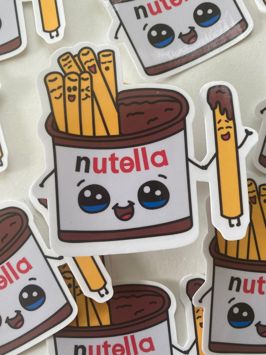 Cutesy Nutella 3" Waterproof Kawaii Vinyl Sticker Decal perfect for foodies, laptops, ipads, journal, notebook, planners, skateboards, waterbottle, cars, etc...